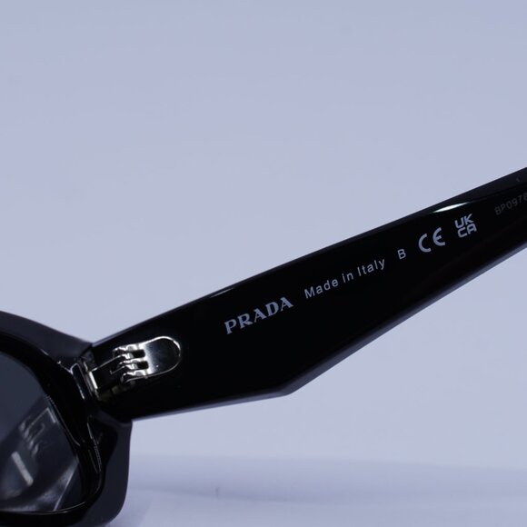 Prada PRB06S 16K08Z Sunglasses Black Rectangle Frame, Dark Grey Lenses - Picture 7 of 10